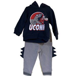 NEW UConn Huskies Colosseum Athletics Dino Navy Sweatshirt/Pants Set Boy's 6-12